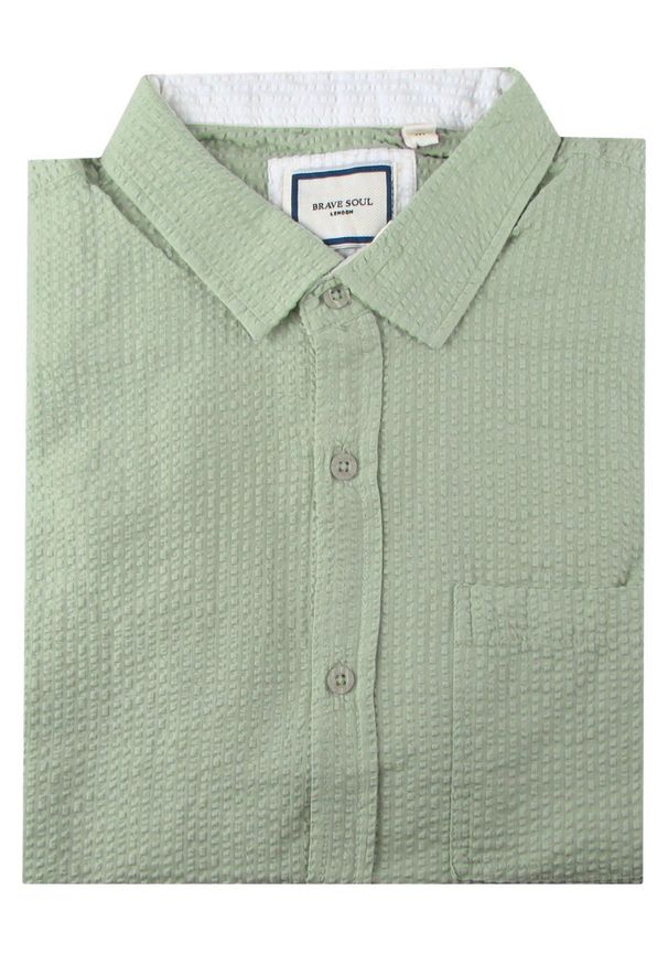 Weekendowa Koszula Męska z Kory Bawełnianej - Brave Soul - Miętowa Zieleń. Kolor: miętowy. Materiał: bawełna. Styl: sportowy