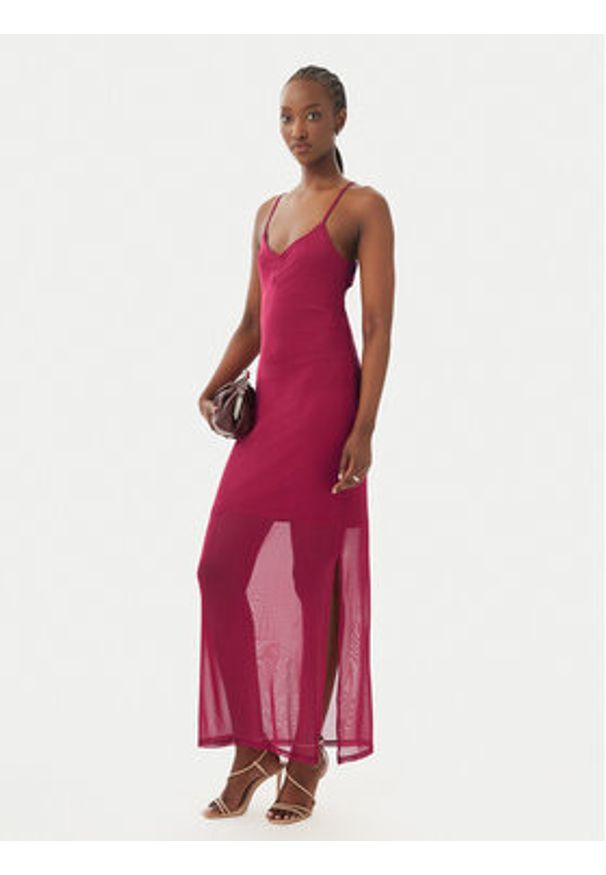 only - ONLY Sukienka letnia Magda 15372730 Czerwony ciemny Bodycon Fit. Kolor: czerwony. Materiał: syntetyk. Sezon: lato. Typ sukienki: bodycon