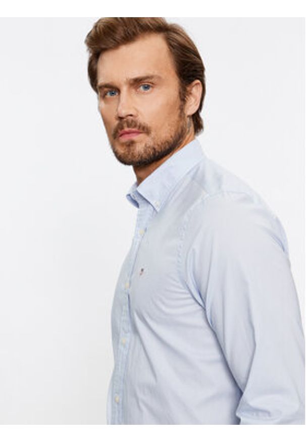 GANT - Gant Koszula Slim Poplin 3000102 Niebieski Regular Fit. Kolor: niebieski. Materiał: bawełna