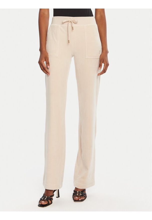 Juicy Couture Spodnie dresowe Del Ray JCAP180G Beżowy Regular Fit. Kolor: beżowy. Materiał: syntetyk