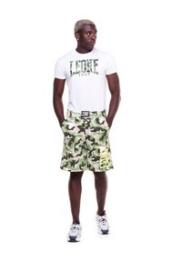 LEONE 1947 APPAREL - Męskie szorty w kolorze odważnym, w kolorze kamuflażu. Kolor: wielokolorowy, zielony, brązowy. Materiał: tkanina. Sport: fitness