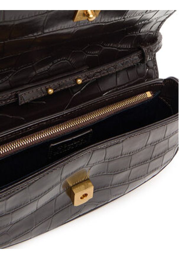 TOMMY HILFIGER - Tommy Hilfiger Torebka Party Le Mini Crossover Croc AW0AW18203 Brązowy. Kolor: brązowy. Materiał: skórzane