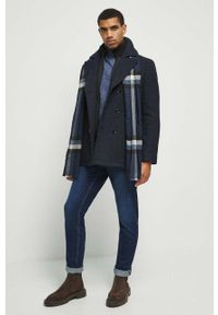 medicine - Medicine sweter z domieszką wełny męski kolor granatowy z golferm. Typ kołnierza: golf. Kolor: niebieski. Materiał: wełna. Długość rękawa: długi rękaw. Długość: długie. Wzór: melanż #3