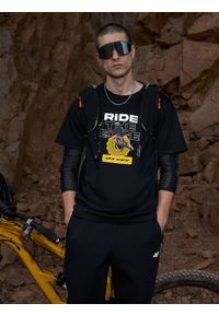 4f - 4F T-shirt relaxed z nadrukiem męski - czarny M. Okazja: na co dzień. Kolor: czarny. Materiał: materiał, bawełna, dzianina. Wzór: nadruk. Styl: casual #1