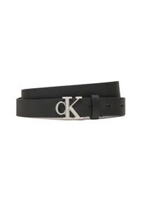 Calvin Klein - CALVIN KLEIN Czarny damski pasek ze srebrnym CK, Rozmiar 85. Kolor: czarny #3
