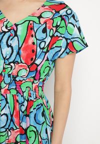 Born2be - Niebieska Bawełniana Sukienka z Abstrakcyjnym Wzorem Emilisse. Okazja: na co dzień. Kolor: niebieski. Materiał: bawełna. Styl: casual, klasyczny #3