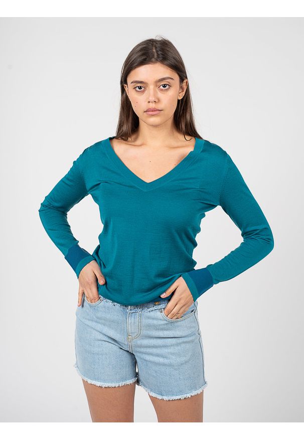 Pinko Sweter "Redbull" | 1G181Y A02M | Kobieta | Błękitny. Okazja: na co dzień. Kolor: niebieski. Materiał: wełna. Styl: elegancki, casual