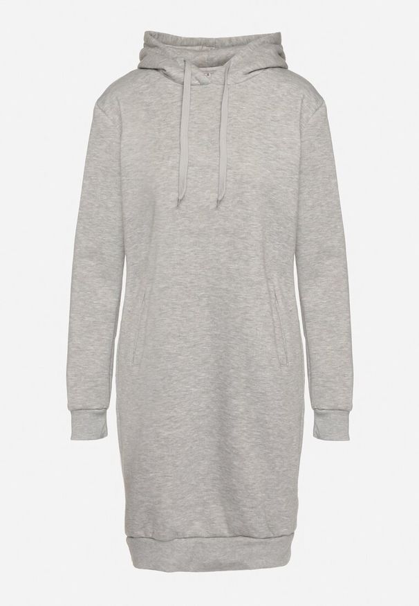 Born2be - Jasnoszara Tunika Bluza z Bawełną Kapturem i Sznurkami Mivilora. Okazja: do pracy, na co dzień. Typ kołnierza: kaptur. Kolor: szary. Materiał: bawełna. Długość rękawa: długi rękaw. Długość: długie. Styl: sportowy, casual