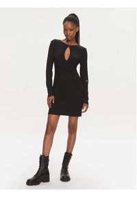 Calvin Klein Jeans Sukienka koktajlowa Front Split Wrap Ls Dress J20J222516 Czarny Slim Fit. Kolor: czarny. Materiał: syntetyk. Styl: wizytowy #3