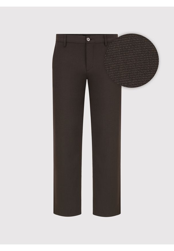 Pako Lorente - PAKO LORENTE – Brązowe spodnie męskie chino. Okazja: na co dzień. Kolor: brązowy. Materiał: poliester, wiskoza, elastan. Styl: casual