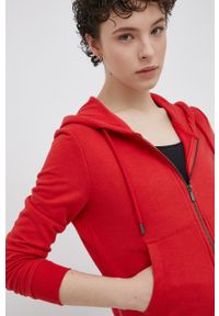 only - Only Bluza bawełniana damska kolor czerwony z kapturem gładka. Okazja: na co dzień. Typ kołnierza: kaptur. Kolor: czerwony. Materiał: bawełna. Wzór: gładki. Styl: casual #3