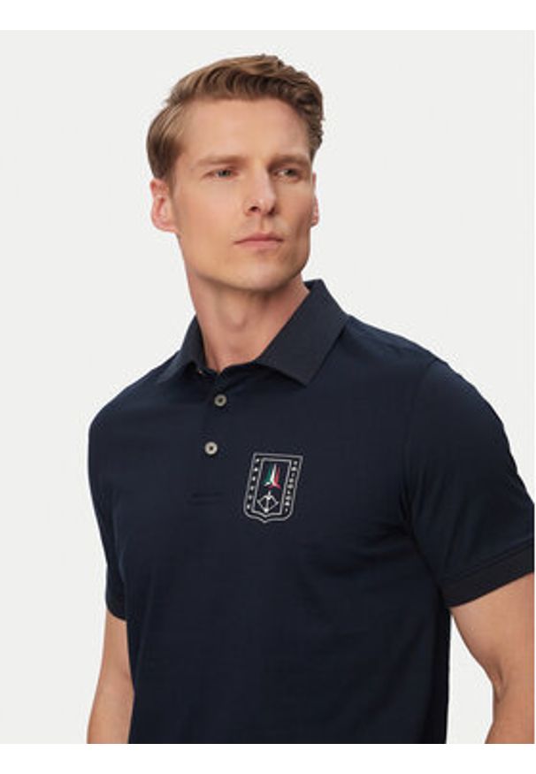 Aeronautica Militare Polo 261PO1917UJ00682 Granatowy Regular Fit. Typ kołnierza: polo. Kolor: niebieski. Materiał: bawełna