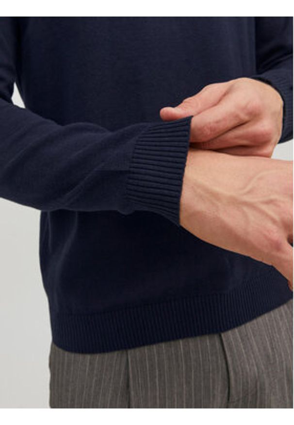 Jack & Jones Sweter 12137194 Granatowy Regular Fit. Kolor: niebieski. Materiał: bawełna