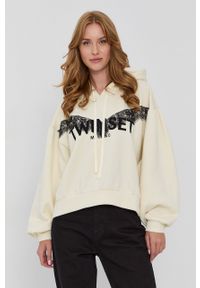 TwinSet - Twinset Bluza damska kolor kremowy z kapturem z aplikacją. Typ kołnierza: kaptur. Kolor: beżowy. Materiał: dzianina. Wzór: aplikacja #1