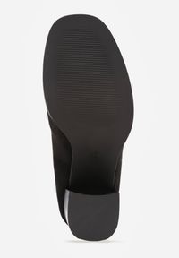 Born2be - Czarne Półbuty w Stylu Mokasynów na Obcasie z Ozdobnym Przeszyciem Edanithiel. Okazja: na co dzień. Kolor: czarny. Materiał: jeans. Obcas: na obcasie. Styl: casual, elegancki, klasyczny. Wysokość obcasa: średni #9