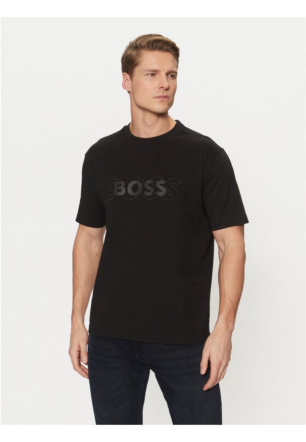 BOSS T-Shirt 50531271 Czarny Regular Fit. Kolor: czarny. Materiał: bawełna