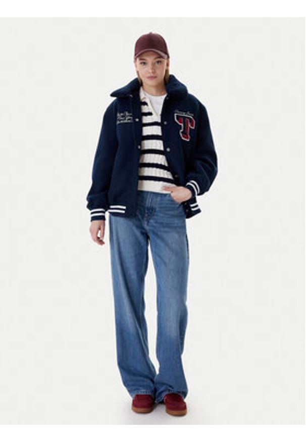 Tommy Jeans Kurtka bomber Varsity DW0DW22051 Granatowy Relaxed Fit. Kolor: niebieski. Materiał: syntetyk
