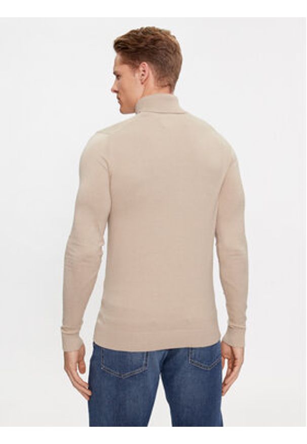 Calvin Klein Jeans Golf J30J324325 Beżowy Slim Fit. Typ kołnierza: golf. Kolor: beżowy. Materiał: bawełna