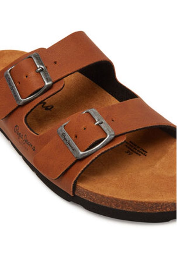 Pepe Jeans Klapki PLS90637 Brązowy. Kolor: brązowy. Materiał: skóra