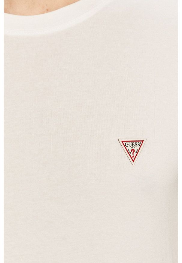 Guess - T-shirt. Okazja: na co dzień. Kolor: biały. Wzór: aplikacja. Styl: casual
