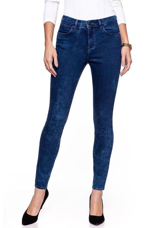 Wrangler - WRANGLER HIGH SKINNY BLUE MARBLE W27H6890M. Stan: podwyższony