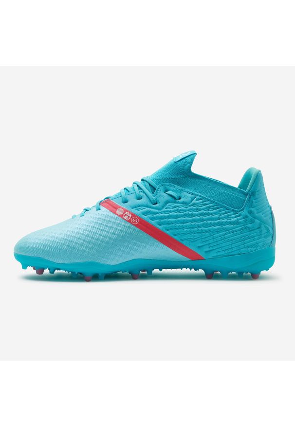 KIPSTA - Buty piłkarskie Kipsta Viralto III 3D Airmesh MG/AG. Kolor: zielony, niebieski, wielokolorowy. Materiał: dzianina, zamsz, mesh, syntetyk. Szerokość cholewki: normalna. Sport: piłka nożna