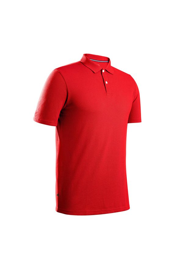 INESIS - Koszulka polo do golfa męska Inesis MW500. Typ kołnierza: polo, golf. Kolor: czerwony. Materiał: materiał, bawełna, poliester