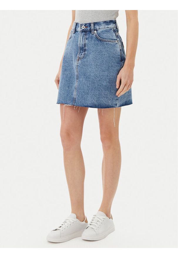 Pepe Jeans Spódnica jeansowa PL901124 Niebieski Regular Fit. Kolor: niebieski. Materiał: bawełna