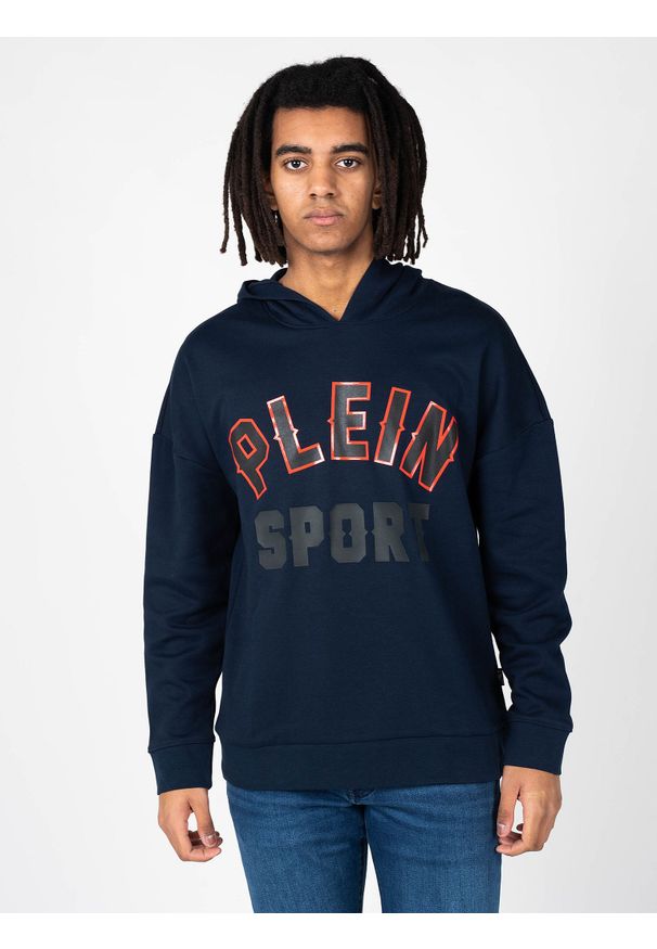 Plein Sport Bluza | FIPS220 | Mężczyzna | Granatowy. Okazja: na co dzień. Typ kołnierza: kaptur. Kolor: niebieski. Materiał: poliester, bawełna. Wzór: nadruk. Styl: sportowy
