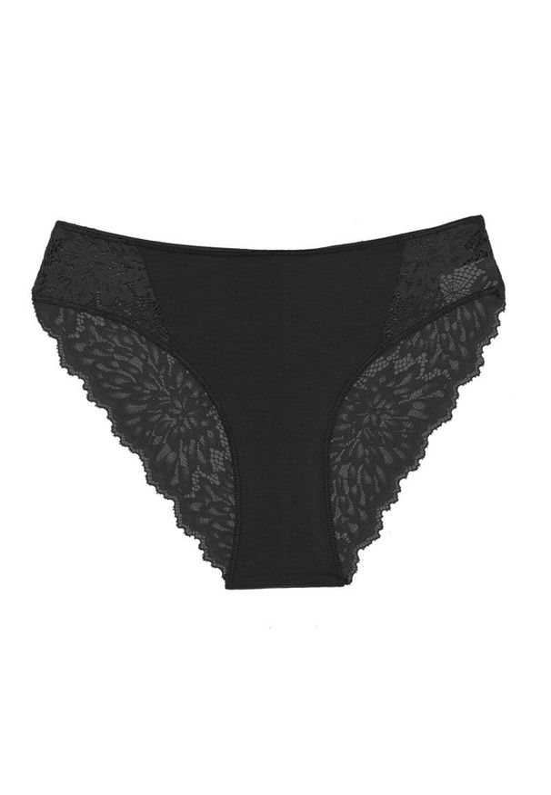 Intica - Figi koronkowe eleganckie z delikatnego materiału Charmaine. Kolor: czarny. Materiał: materiał, koronka. Wzór: koronka