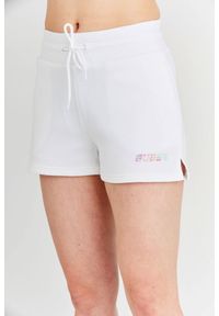 Guess - GUESS Białe szorty damskie z kolorowym logo, Rozmiar L. Kolor: biały. Materiał: bawełna. Wzór: kolorowy #4