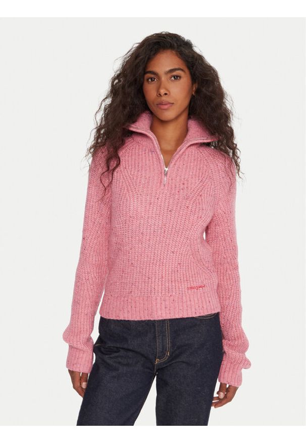 Tommy Jeans Sweter DW0DW21686 Różowy Relaxed Fit. Kolor: różowy. Materiał: syntetyk