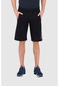 EA7 Emporio Armani - EA7 Czarne męskie szorty dresowe, Rozmiar L. Kolor: czarny. Materiał: dresówka, bawełna. Długość: krótkie