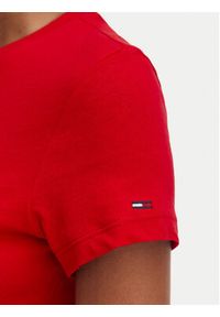 Tommy Jeans T-Shirt Ess Logo DW0DW23479 Czerwony ciemny Slim Fit. Kolor: czerwony. Materiał: bawełna #4