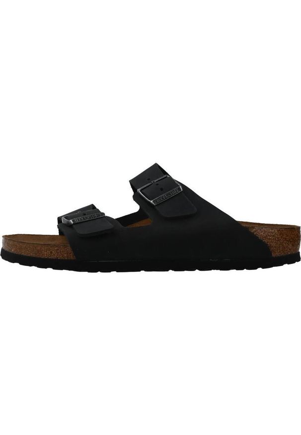 Klapki Birkenstock 552113. Zapięcie: bez zapięcia. Kolor: czarny. Materiał: materiał, syntetyk, skóra. Szerokość cholewki: normalna. Sport: turystyka piesza