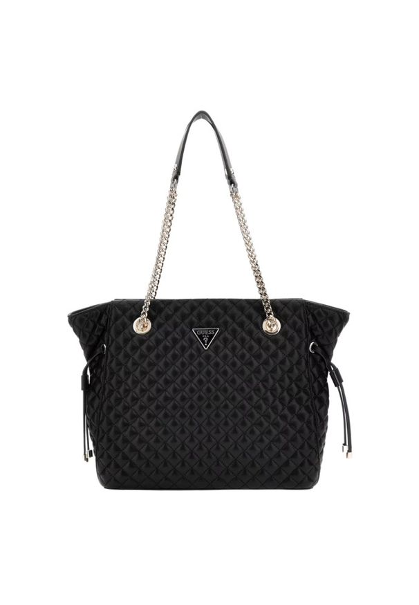 Guess - GUESS Czarna damska torebka Everlee Tote. Kolor: czarny. Materiał: skórzane. Styl: elegancki