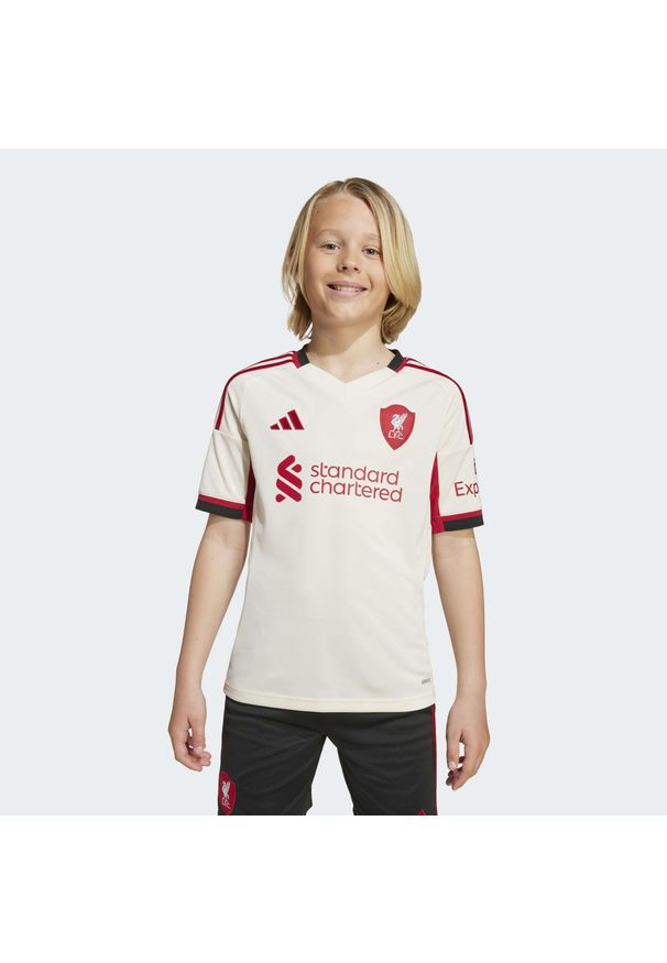 Adidas - Koszulka Liverpool FC 25/26 Away Kids. Kolor: biały. Sport: piłka nożna