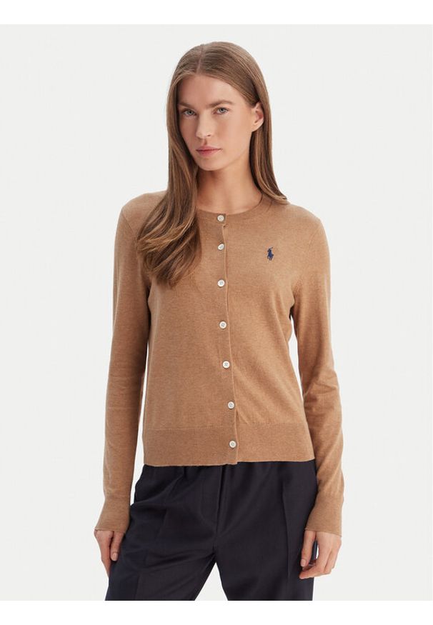 Polo Ralph Lauren Kardigan 211971871007 Beżowy Slim Fit. Typ kołnierza: polo. Kolor: beżowy. Materiał: bawełna