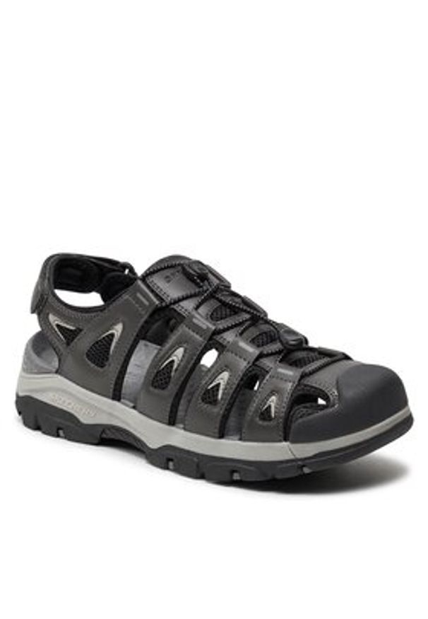 skechers - Skechers Sandały Tresmen-Outseen 204111/GRY Szary. Kolor: szary. Materiał: skóra