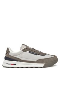 TOMMY HILFIGER - Tommy Hilfiger Sneakersy Retro Runner Nylon Mix FM0FM05523 Beżowy. Kolor: beżowy. Materiał: zamsz, skóra