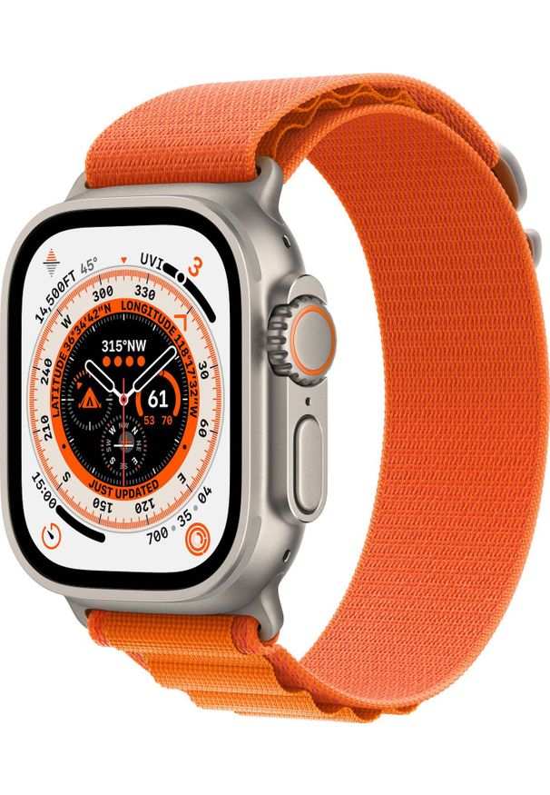 APPLE - Smartwatch Apple Watch Ultra GPS + Cellular 49mm Titanium Case Alpine Loop Small Pomarańczowy (MNHH3FD/A). Rodzaj zegarka: smartwatch. Kolor: pomarańczowy