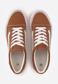 Renee - Brązowe Tenisówki Trampki z Niską Cholewką Ozdobione Geometrycznym Wzorem Wioressa. Wysokość cholewki: przed kostkę. Kolor: brązowy. Materiał: jeans. Szerokość cholewki: normalna. Wzór: geometria, aplikacja. Styl: sportowy #8