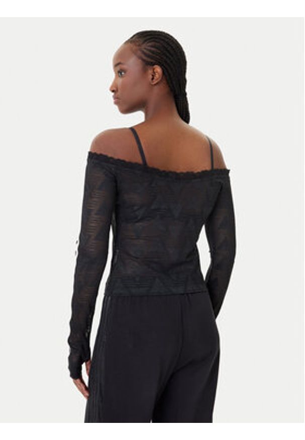 Adidas - adidas Bluzka Lace Bardot KD0350 Czarny Slim Fit. Kolor: czarny. Materiał: syntetyk