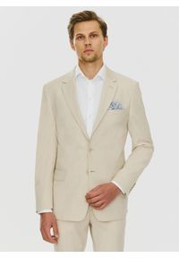 Pako Lorente - PAKO LORENTE – Beżowa męska marynarka garniturowa. Kolor: beżowy. Materiał: wełna, lycra, poliester #1