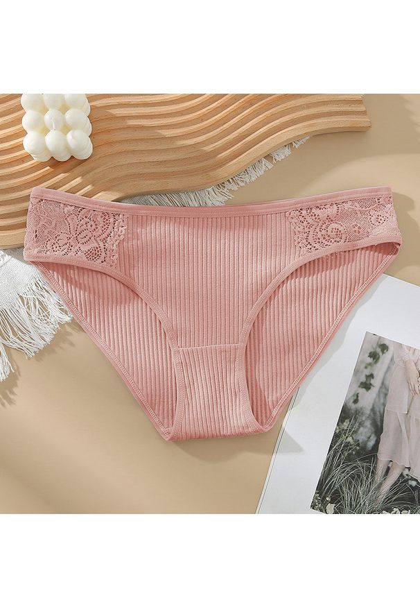 Intica - Figi koronkowe z elastycznego materiału na co dzień i okazje Dafni. Kolor: różowy. Materiał: materiał, koronka