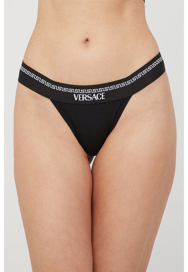 VERSACE - Versace stringi kolor czarny. Kolor: czarny