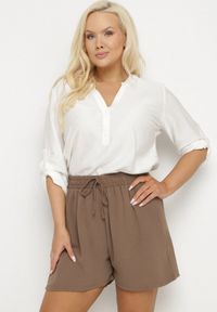 Born2be - Brązowe Szorty z Wiskozą i Wiązaniem Sarumia. Okazja: na co dzień. Kolor: brązowy. Materiał: wiskoza. Sezon: lato. Styl: casual #3