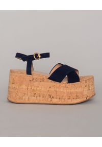 GIANVITO ROSSI - Granatowe sandały na platformie. Okazja: na imprezę. Zapięcie: pasek. Kolor: niebieski. Wzór: paski. Sezon: lato. Obcas: na platformie #3