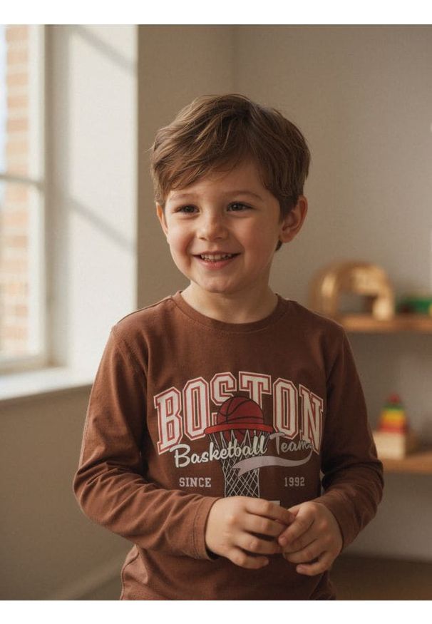 Sinsay - Koszulka z długimi rękawami - brązowy. Kolor: brązowy. Długość rękawa: długi rękaw. Długość: długie