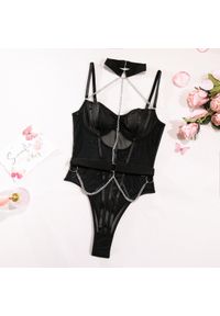 Intica - Body z łańcuszkiem eleganckie na wyjątkowe okazje Folline. Kolor: czarny. Materiał: materiał #1